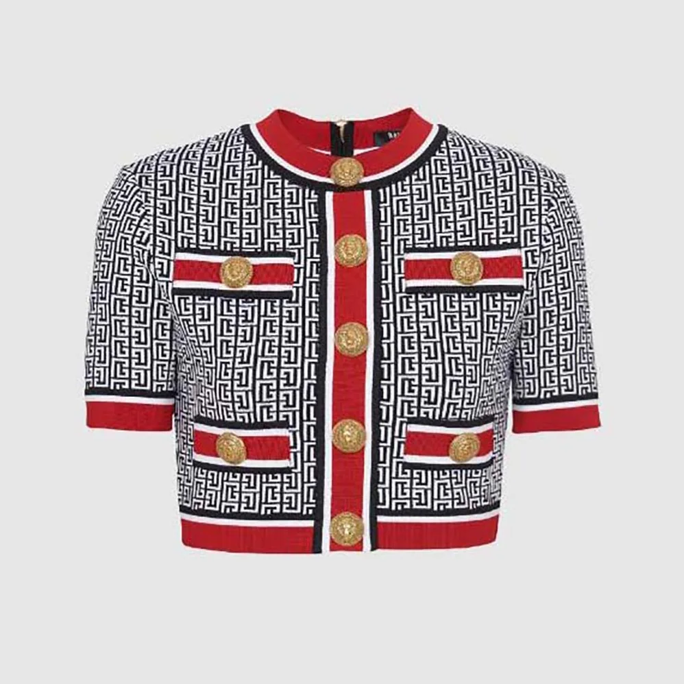 Balmain Jacquard Monogrammed Crop Top for Women