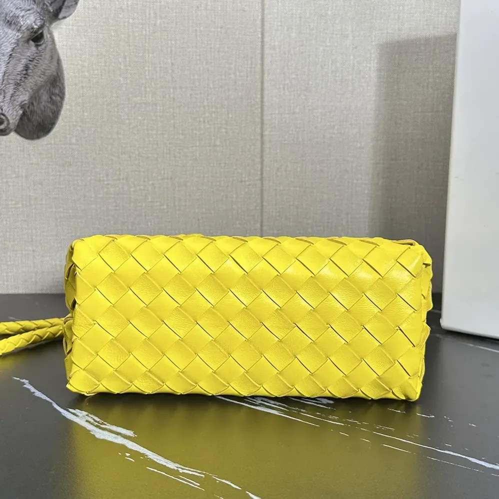 Bottega Veneta Small Andiamo Intrecciato Leather Top Handle Bag for Women in Yellow