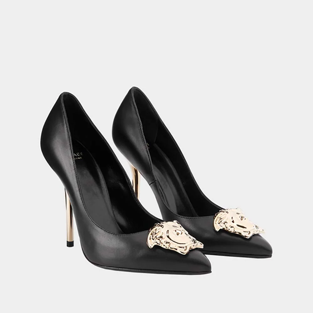 Versace Shoes Palazzo Pumps 110mm Heel for Women in Black Versace Shoes Palazzo Pumps 110mm Heel for Women in Black