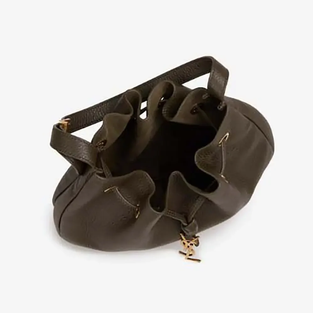 Saint Laurent YSL Paris VII Small Hobo in Grained Leather for Women in Dark Green