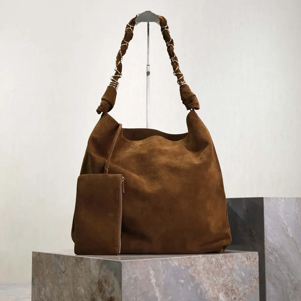 Saint Laurent YSL Amalia In Suede for Women in Brown
