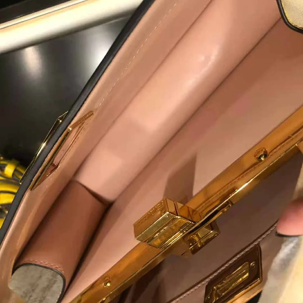 Fendi Peekaboo Iseeu East-West Leather Bag for Women in Yellow Fendi Peekaboo Iseeu East-West Leather Bag for Women in Yellow