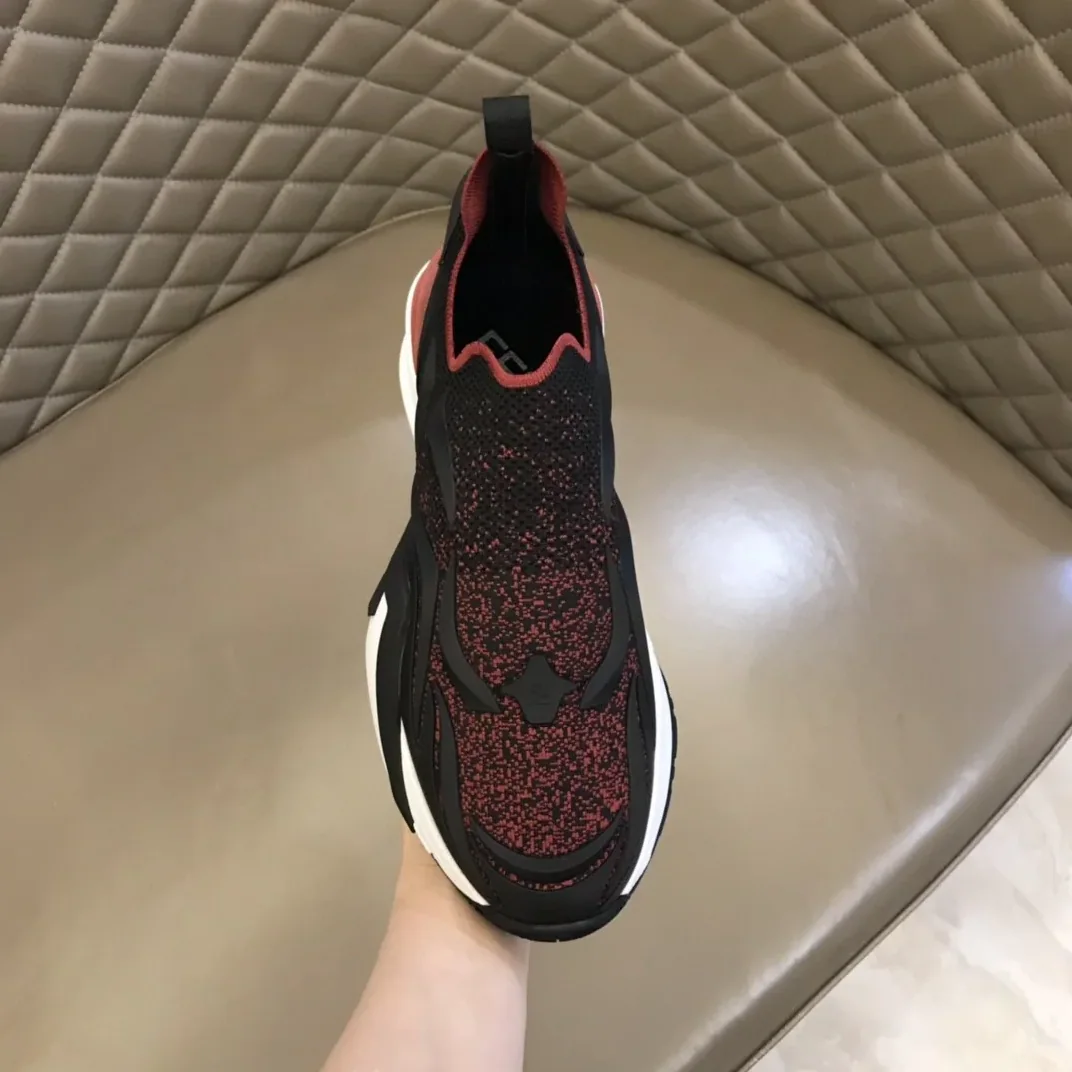 FD Fendi Flow Running Sneakers Black And Red