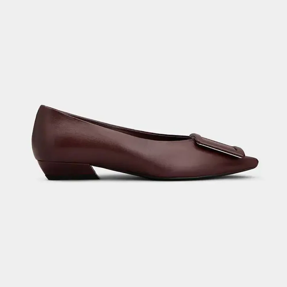 Roger Vivier Viv In The City Ballerinas In Leather Burgundy for Women Roger Vivier Viv In The City Ballerinas In Leather Burgundy for Women