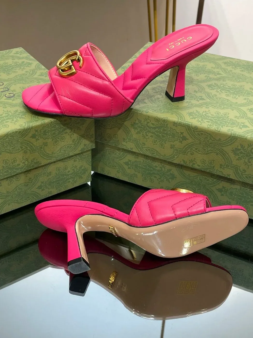 Gucci Double G Slide Sandal Pink Gucci Double G Slide Sandal Pink