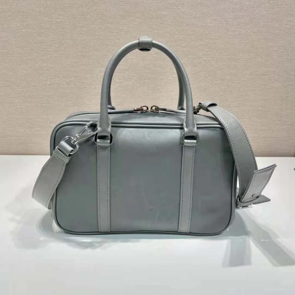 Prada Medium Antique Nappa Leather Top Handle Bag for Women in Gray Prada Medium Antique Nappa Leather Top Handle Bag for Women in Gray
