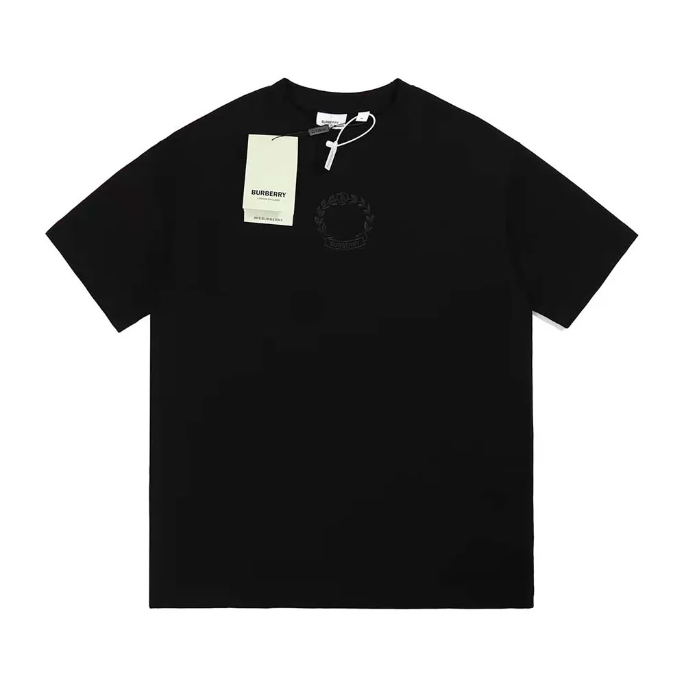 Burberry Embroidered Oak Leaf Crest Cotton T-shirt for Men in Black