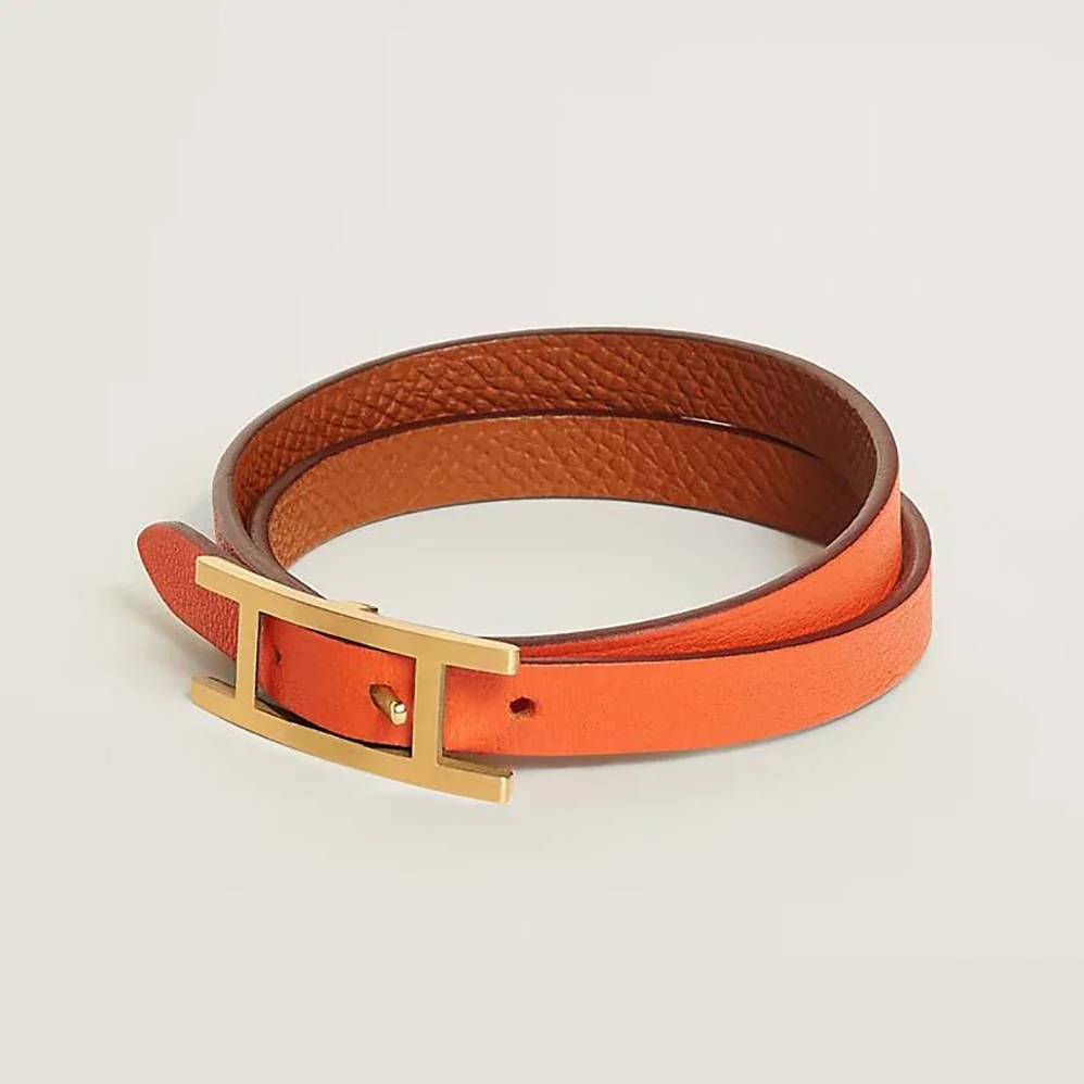Hermes Behapi Double Tour Bracelet for Unisex in Brown