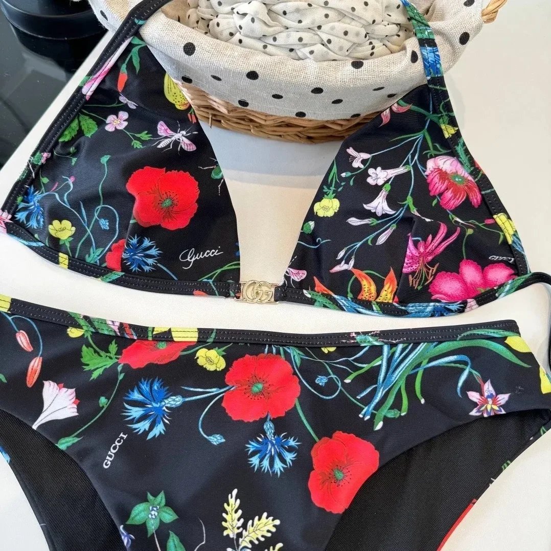 Gucci Flora Print Triangle Bikini Multicolor Gucci Flora Print Triangle Bikini Multicolor
