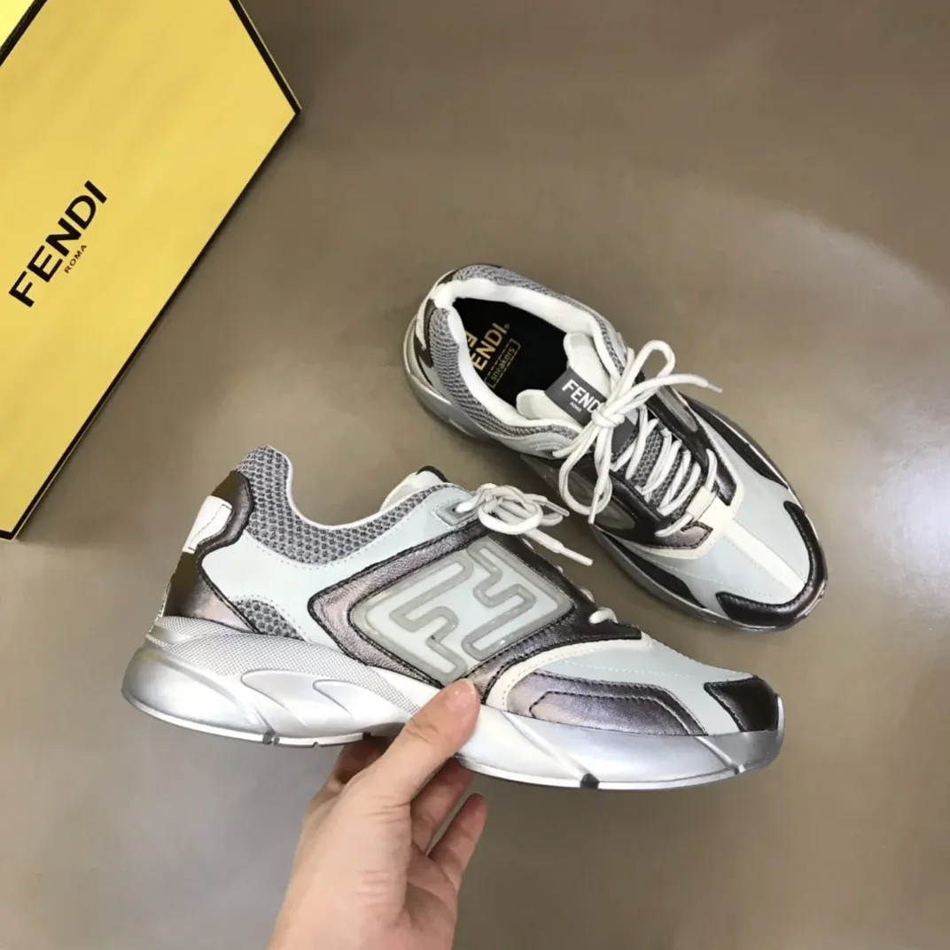 FD Fendi Faster Trainers Sneakers Grey FD Fendi Faster Trainers Sneakers Grey