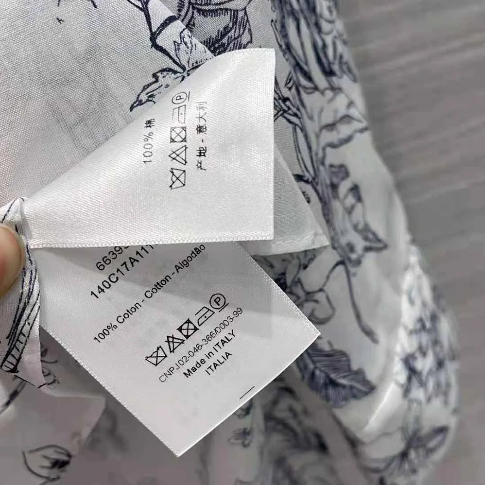 Dior Mid-Length Skirt Navy Blue Cotton Muslin with Toile de Jouy Flowers Motif for Women