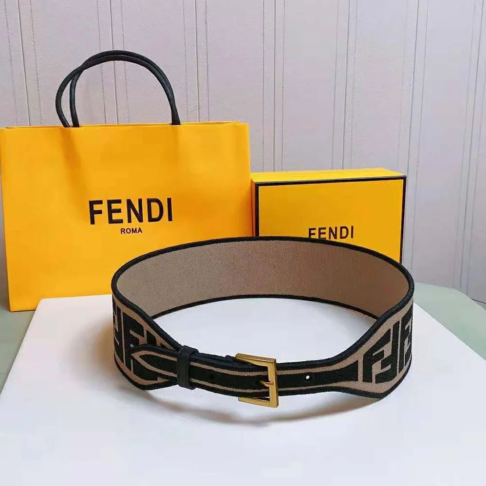 Fendi Canvas High Waist Belt 6 cm for Women in Brown Fendi Canvas High Waist Belt 6 cm for Women in Brown