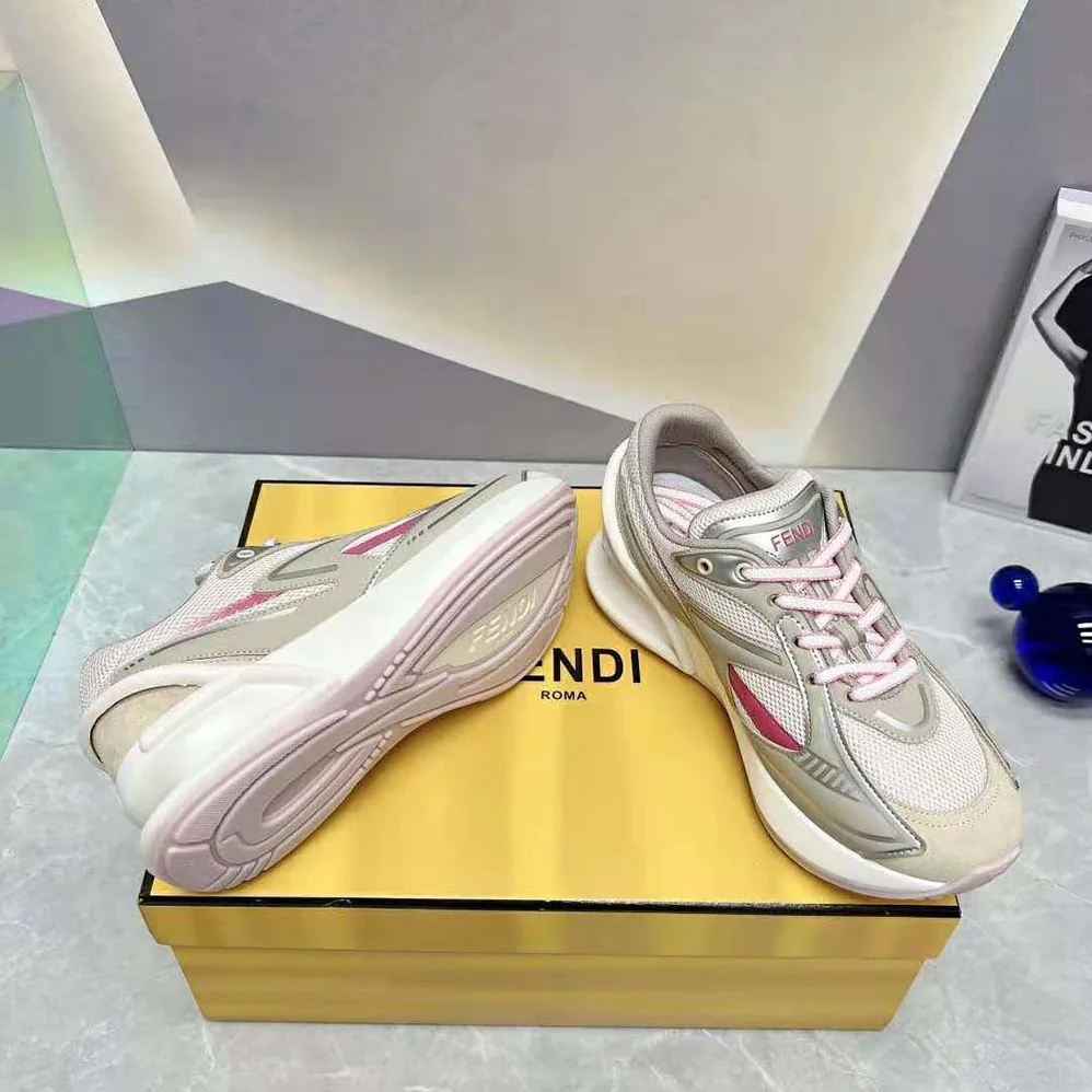 Fendi First 1 Beige Fabric Running Shoes for Women Fendi First 1 Beige Fabric Running Shoes for Women