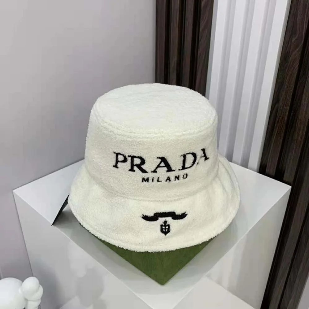 Prada Terrycloth Bucket Hat for Women in White Prada Terrycloth Bucket Hat for Women in White