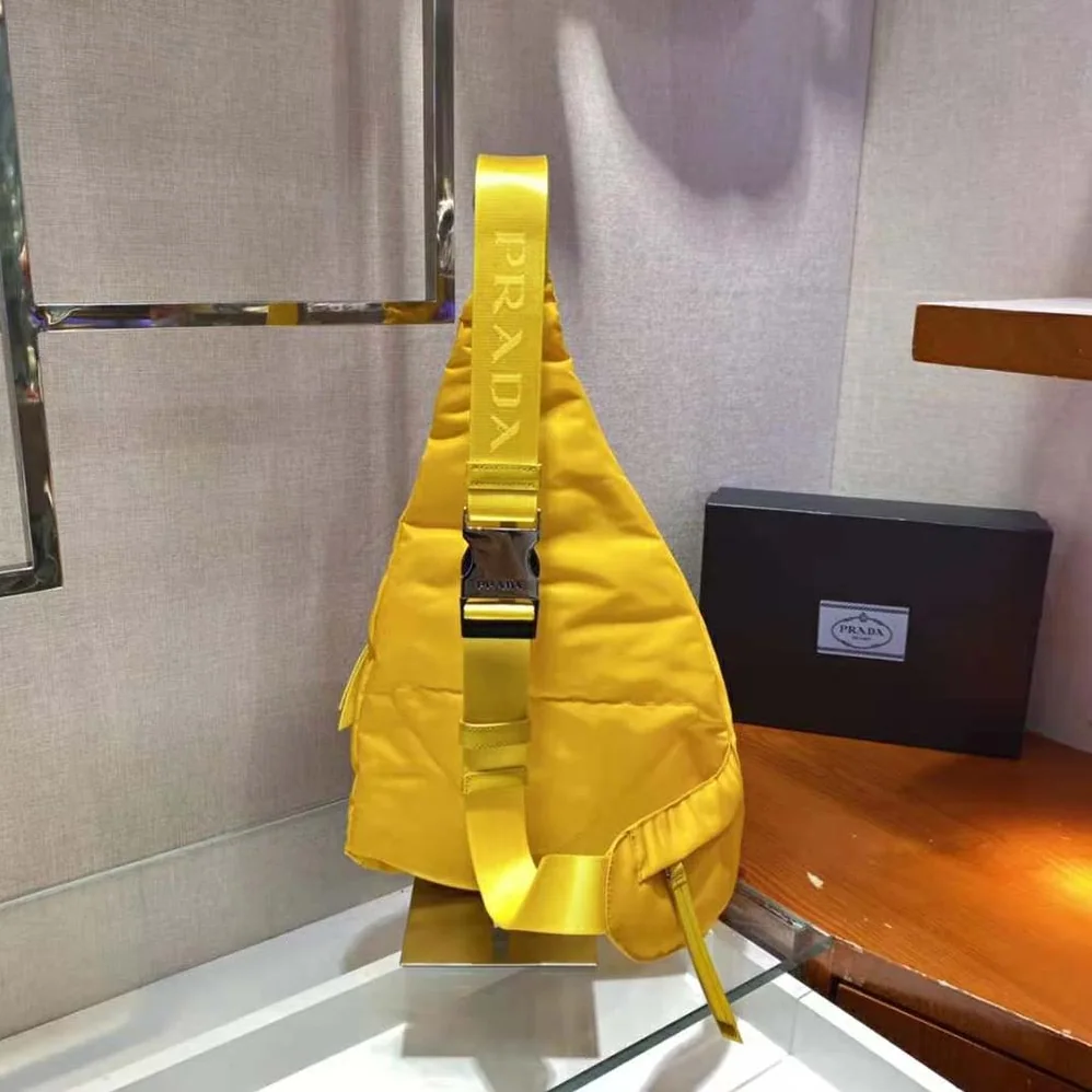Prada Re-Nylon and Leather Backpack for Women in Yellow