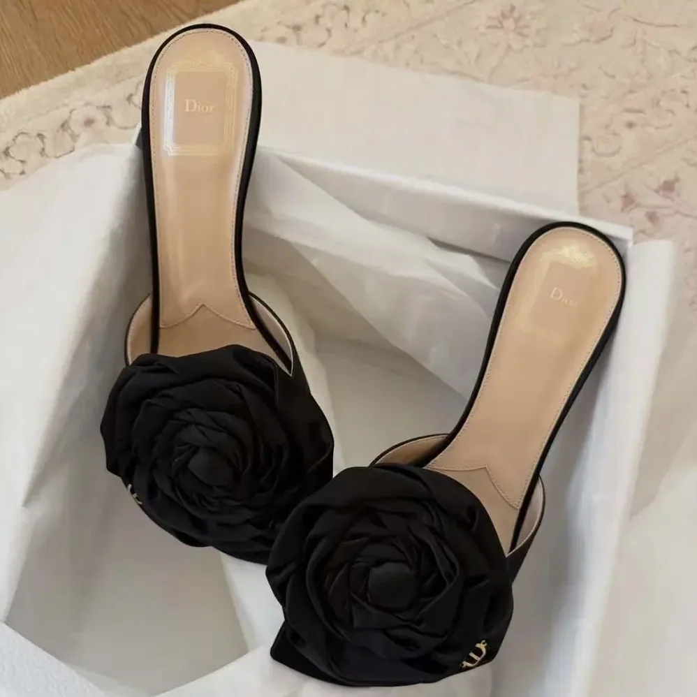 Dior Dior Aurore Heeled Sandal Black Satin for Women Dior Dior Aurore Heeled Sandal Black Satin for Women