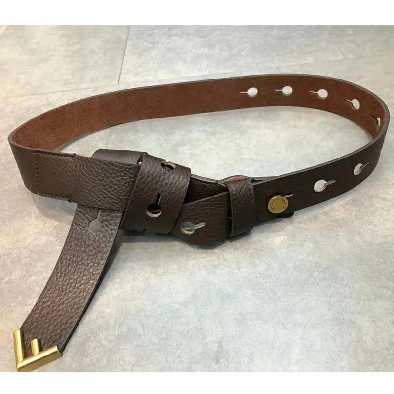 Fendi Long Tie Belt with F-Shaped Tip for Women in Brown Fendi Long Tie Belt with F-Shaped Tip for Women in Brown