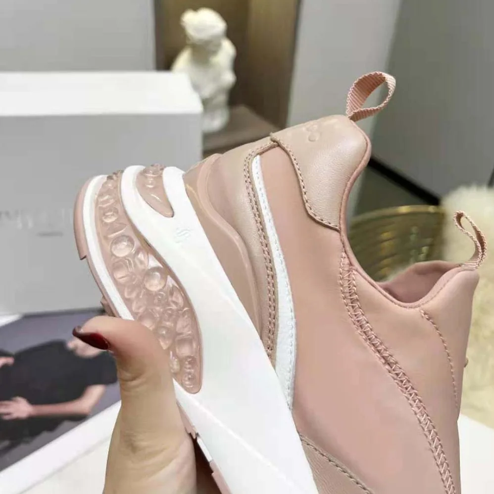 Jimmy Choo Memphis/F Ballet Pink Mix Neoprene and Leather Low Top Trainers for Women