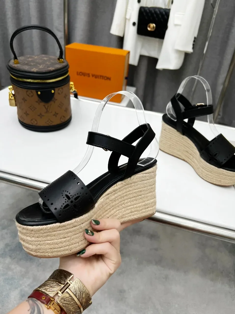 Louis Vuitton Starboard Wedge Sandal Black for Women