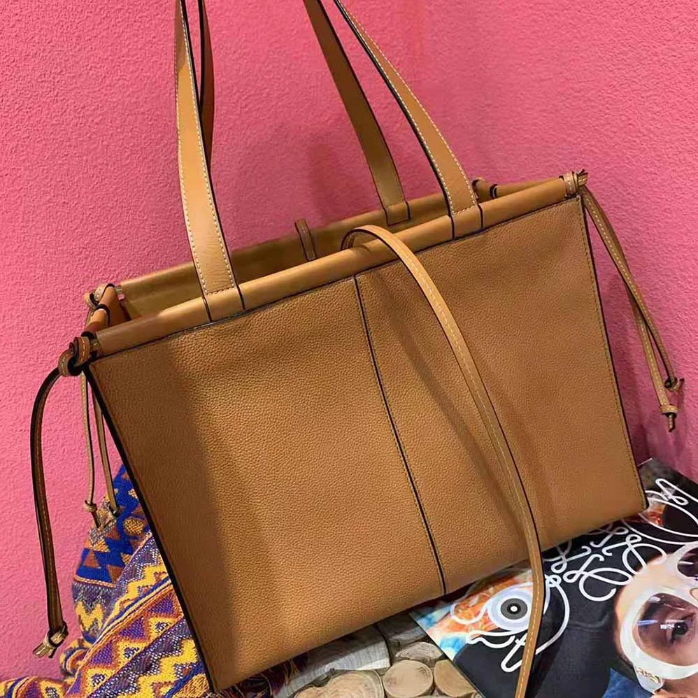 Loewe Small Cushion Tote Bag in Soft Grained Calfskin for Women in Brown