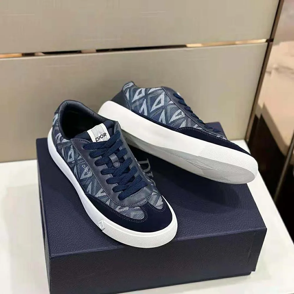 Dior B101 Sneaker Navy Blue CD Diamond Canvas Smooth Calfskin and Nubuck for Men
