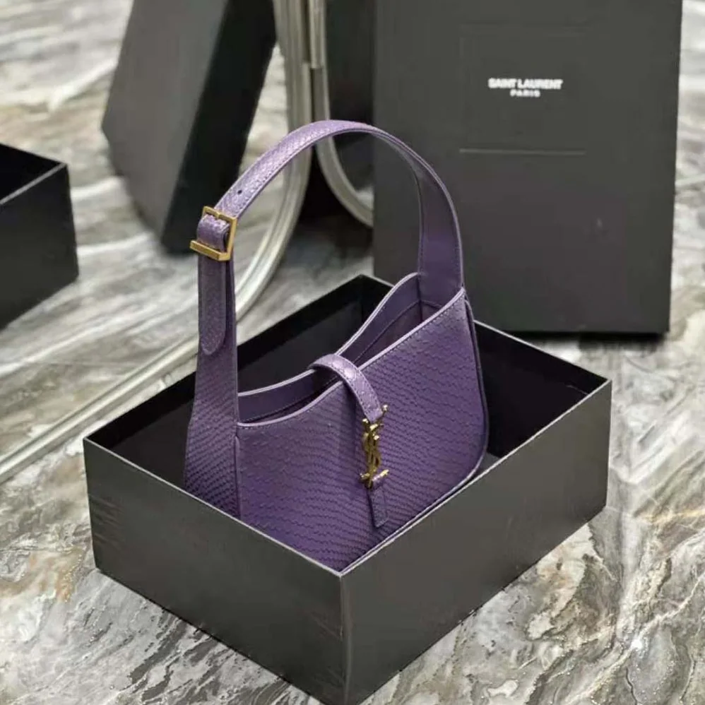 Saint Laurent YSL Le 5 A 7 Hobo Bag in Python for Women in Purple