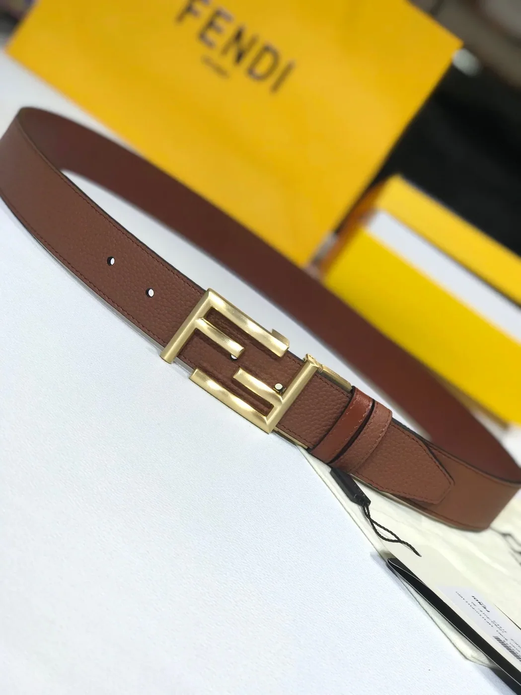 Fendi Belt Brown FF Belt 7C034470 for Women