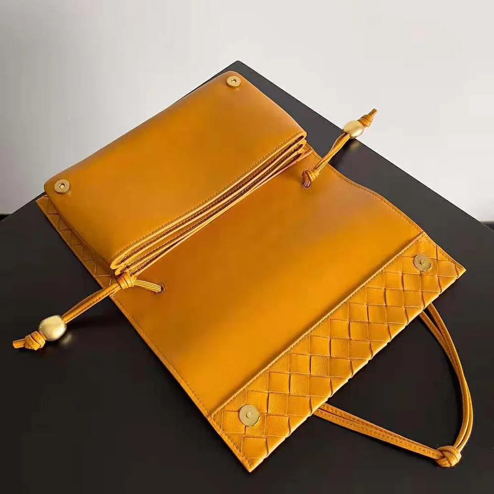 Bottega Veneta Trio Pouch On Strap Mini Intrecciato Leather Shoulder Bag for Women in Orange Bottega Veneta Trio Pouch On Strap Mini Intrecciato Leather Shoulder Bag for Women in Orange