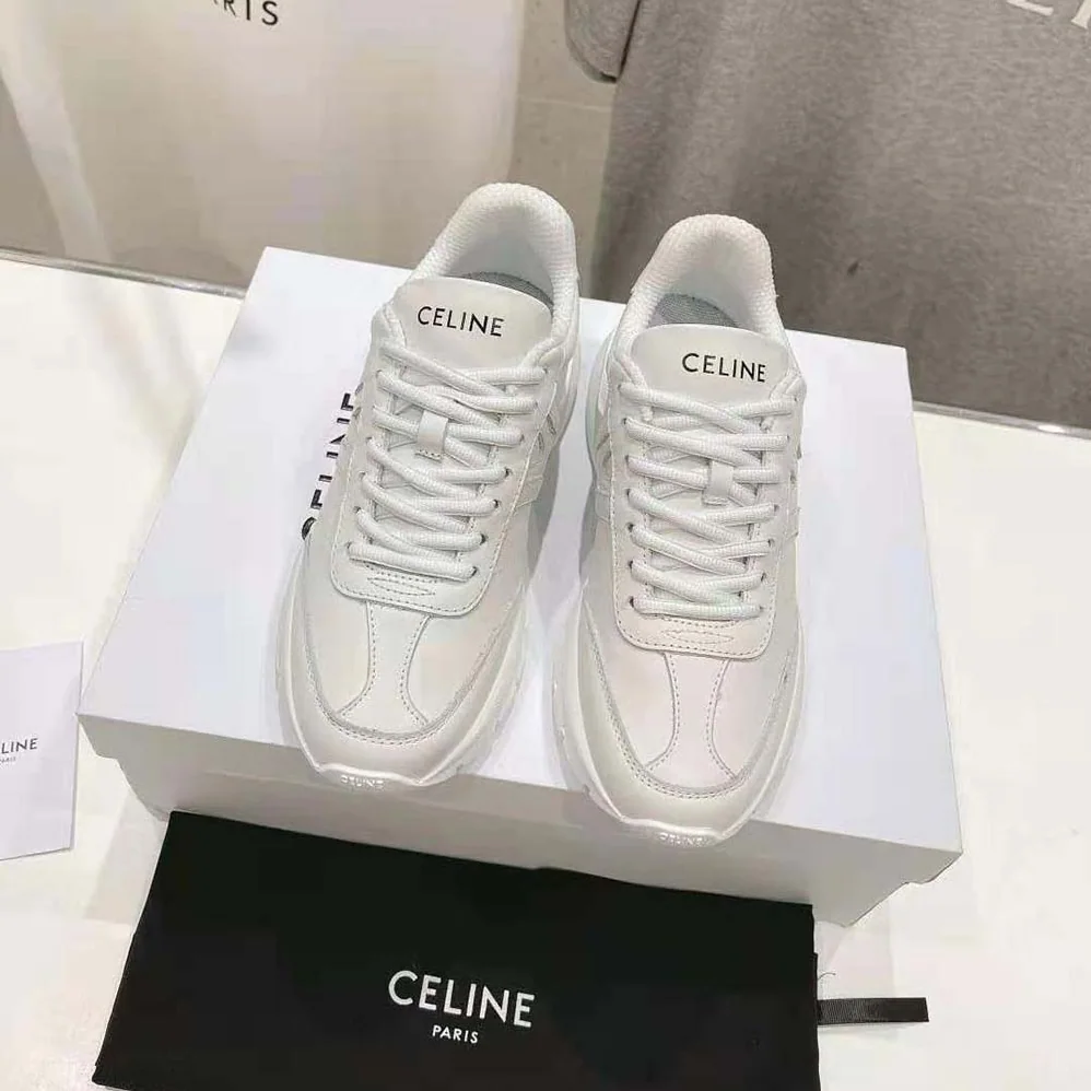 Celine Runner Cr-02 Low Lace-up Sneaker in Calfskin for Unisex in White Celine Runner Cr-02 Low Lace-up Sneaker in Calfskin for Unisex in White
