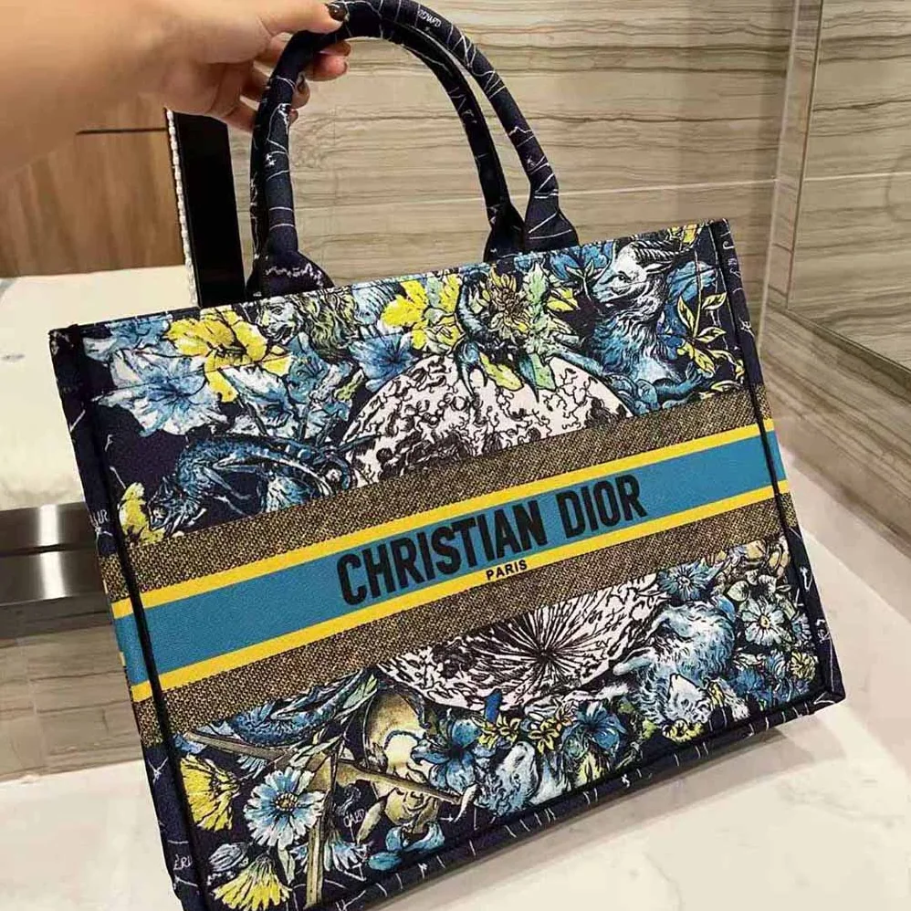 Dior Small Dior Book Tote Blue Dior Constellation Embroidery for Women