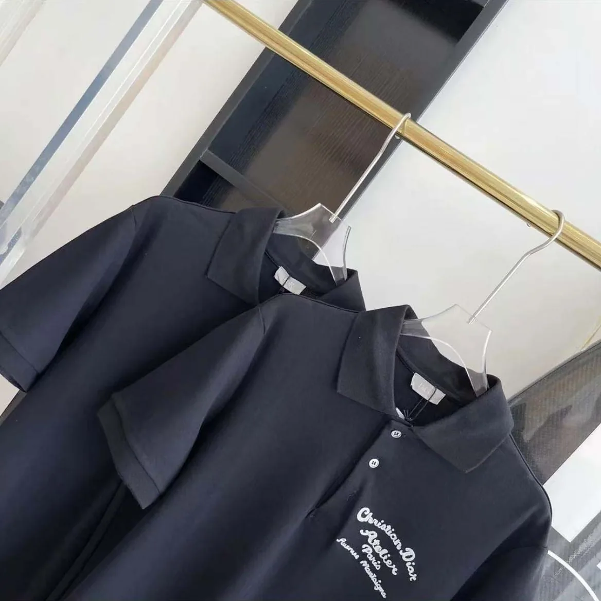 Dior Logo-embroidered Cotton Polo shirt for Men in Black Dior Logo-embroidered Cotton Polo shirt for Men in Black