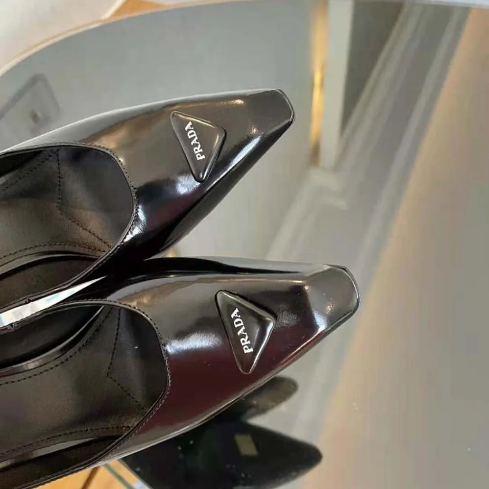Prada Brushed Leather Pumps for Women in Black