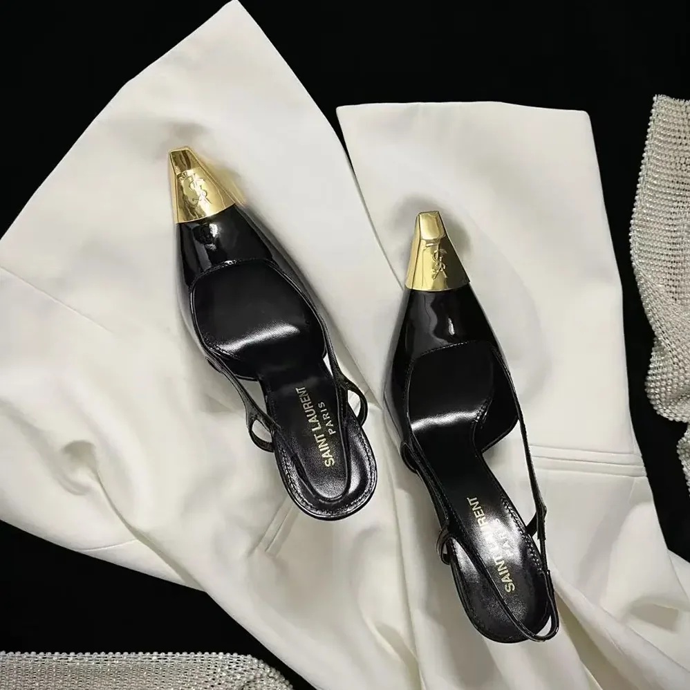 Saint Laurent YSL Jeanne Slingback Pumps In Smooth Leather for Women in Black