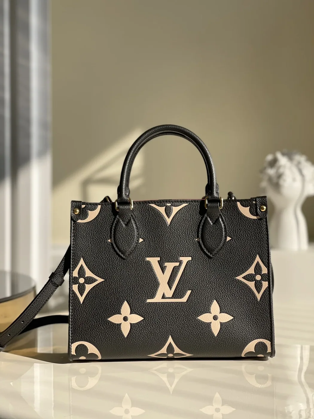 Louis Vuitton OnTheGo PM Tote Bag in Black Gold Hardware