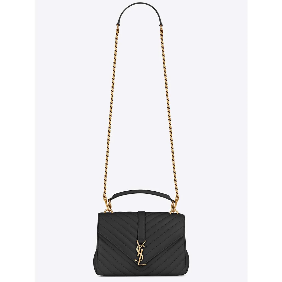 Saint Laurent YSL Classic Medium College Bag Matelasse Leather in Black
