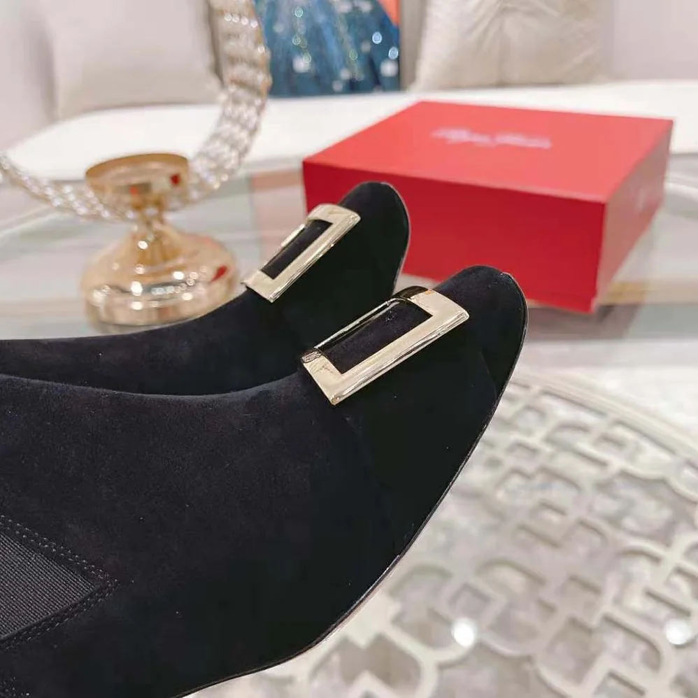 Roger Vivier Trompette Metal Buckle Chelsea Booties in Suede for Women