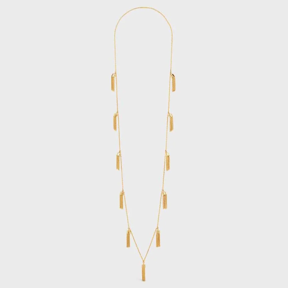 Celine Triomphe Folk Pompons Sautoir in Brass with Gold Finish for Women