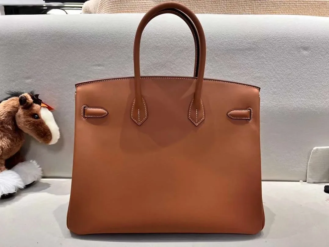 Hermes Brikin 35 Top Handle Bag in Brown Gold Hardware
