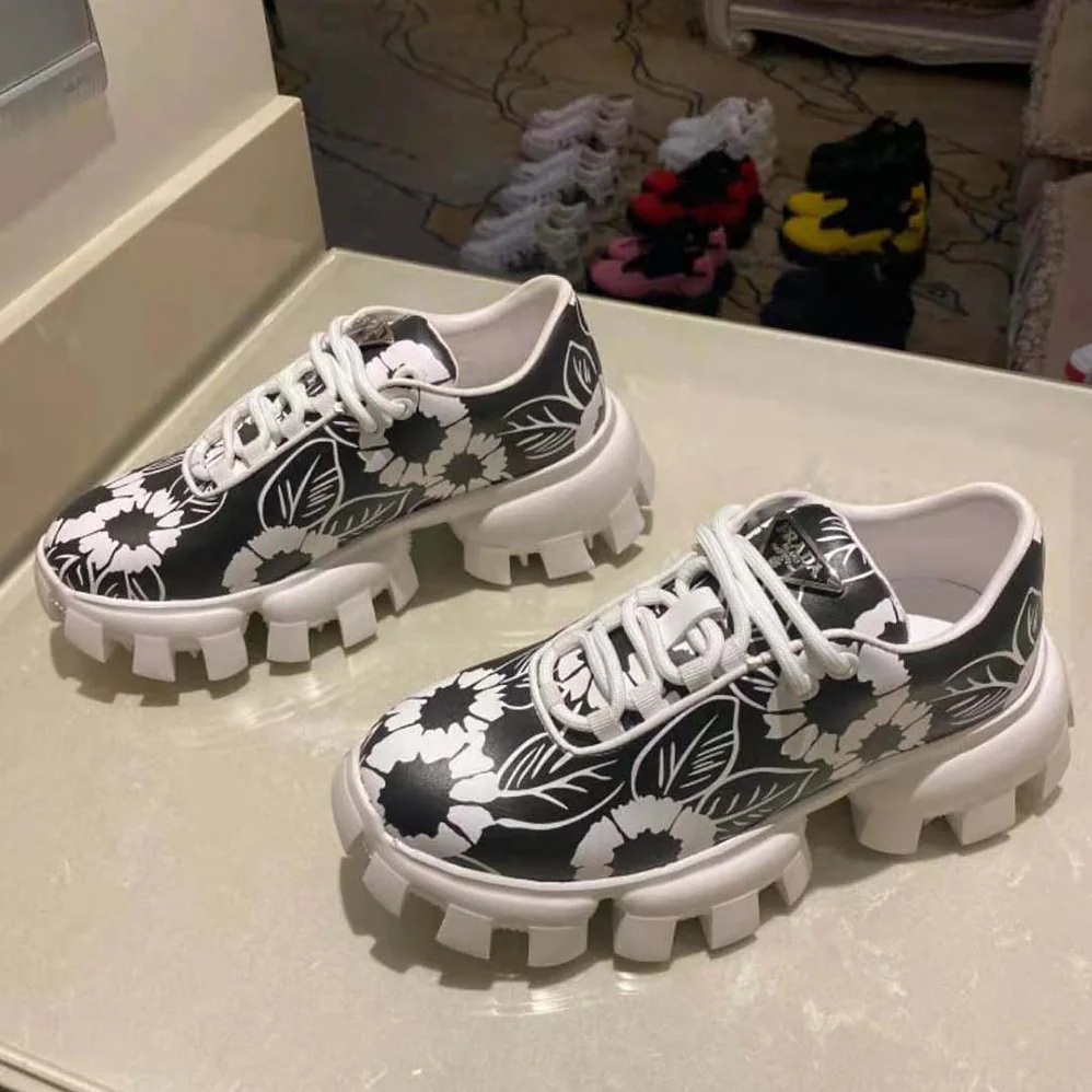 Prada Printed Nylon Sneakers for Women in Black