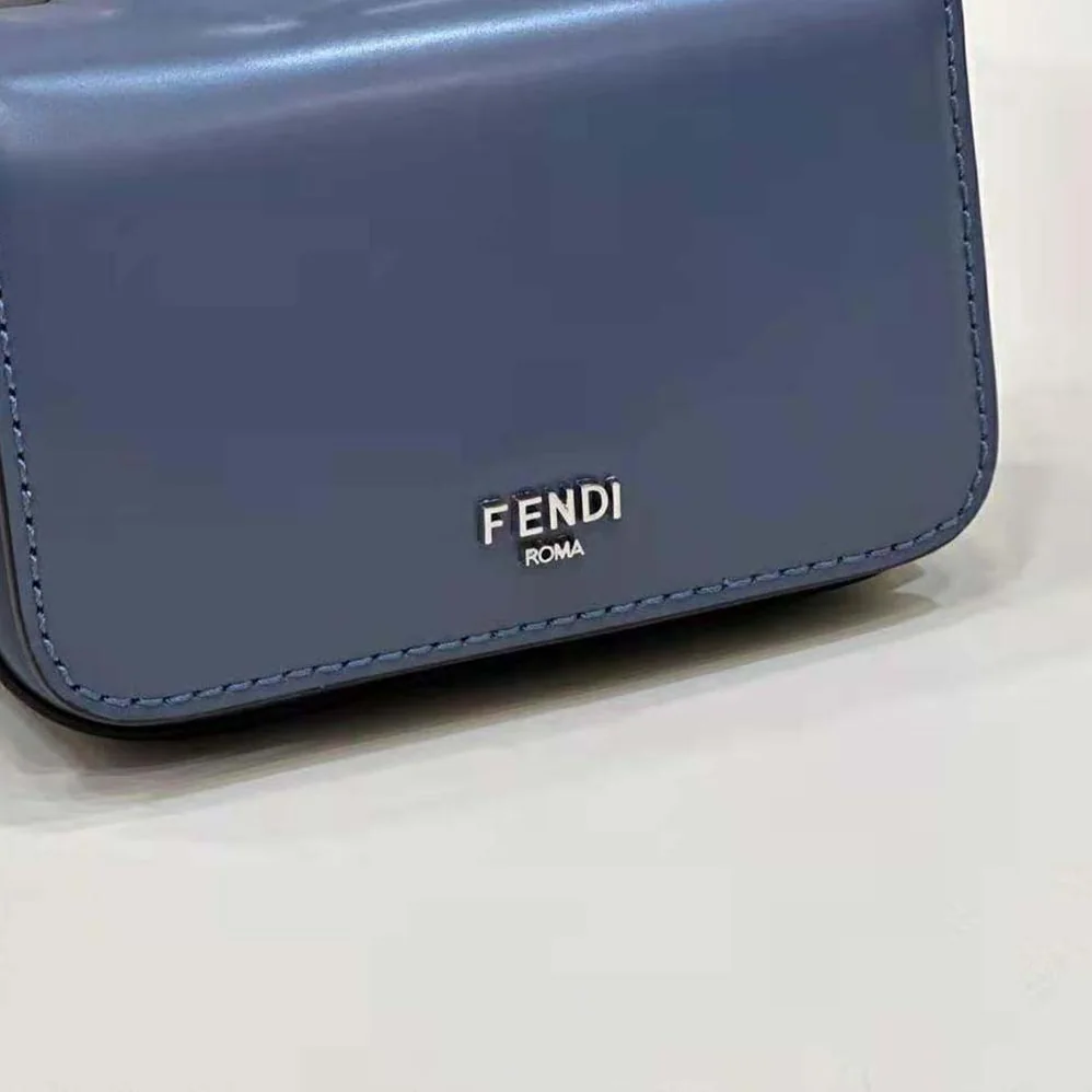 Fendi Nano Bag F Blue Leather Mini for Women in Bag Fendi Nano Bag F Blue Leather Mini for Women in Bag
