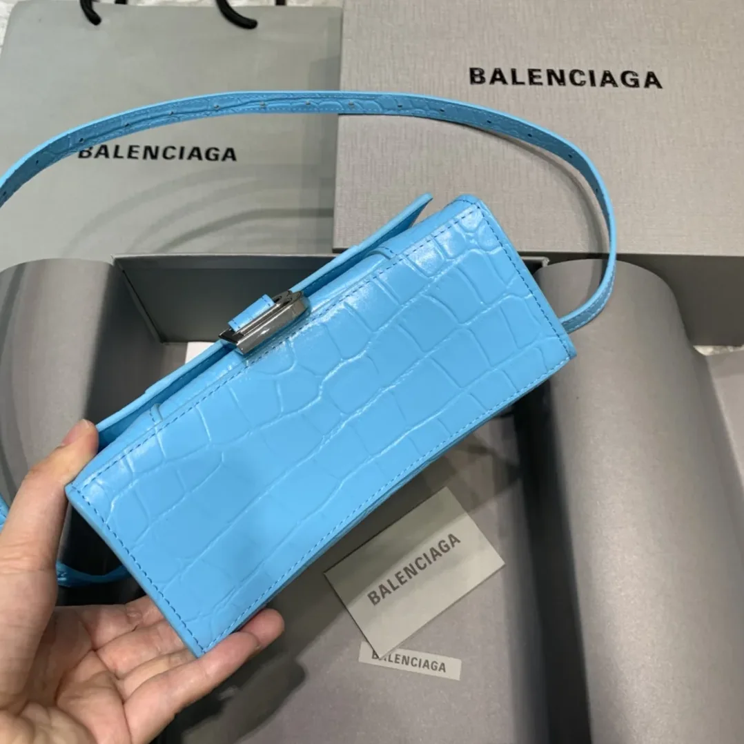 Balenciaga Hourglass Small Handbag In Blue Balenciaga Hourglass Small Handbag In Blue