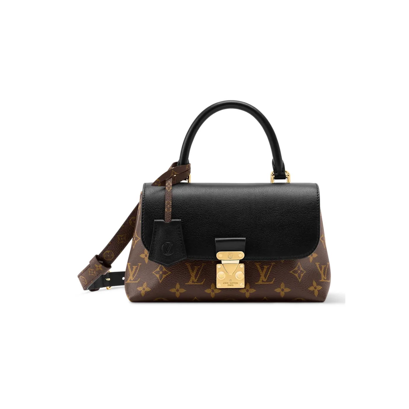 Louis Vuitton Madeleine BB Top Handle Bag in Black Monogram Gold Hardware