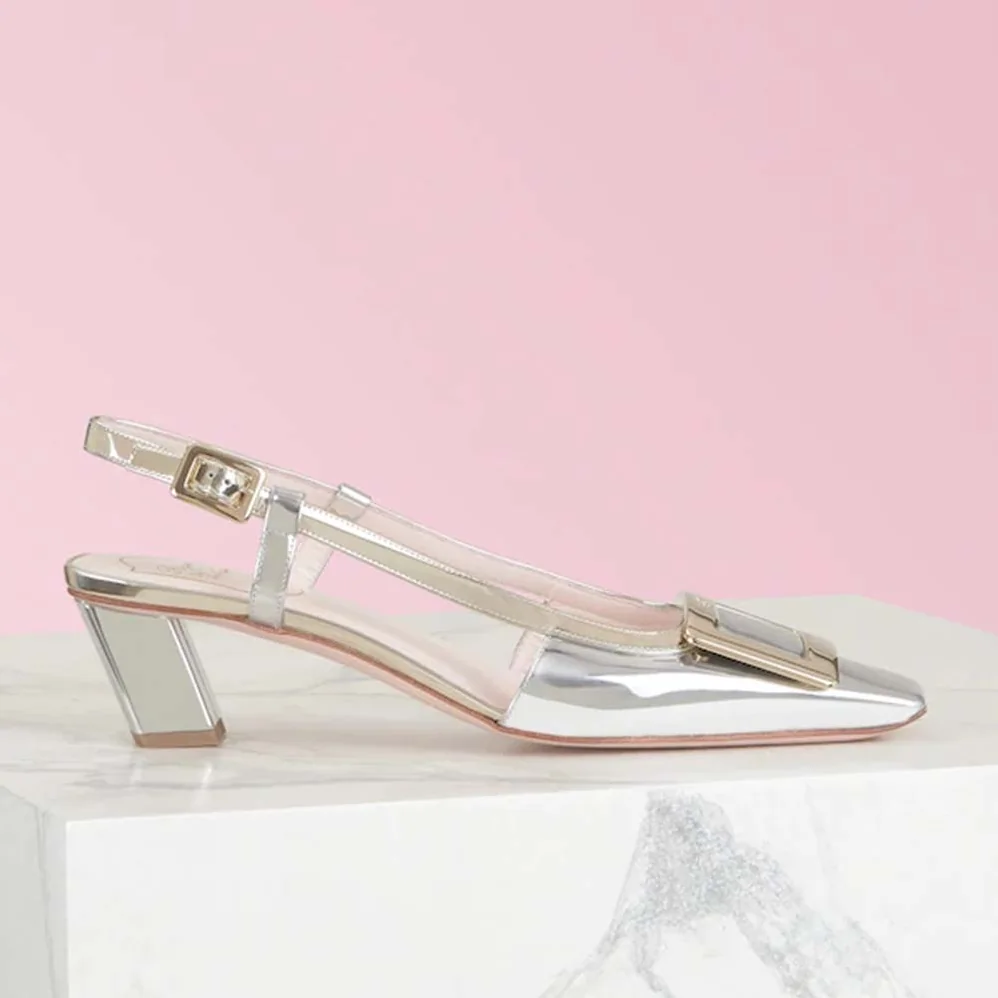 Roger Vivier Sling Back Vivier Pumps for Women in Silver Roger Vivier Sling Back Vivier Pumps for Women in Silver