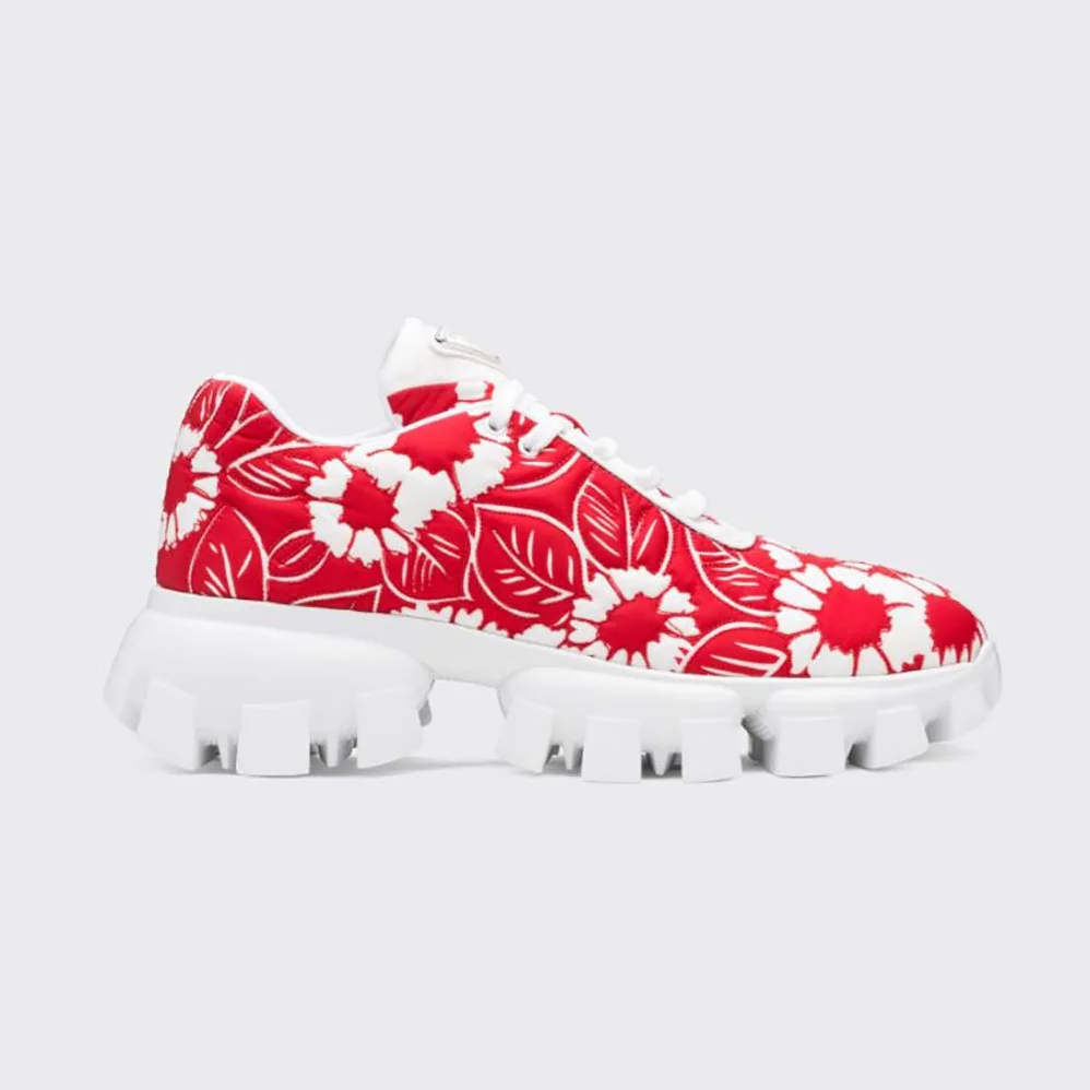 Prada Printed Nylon Sneakers for Women in Red Prada Printed Nylon Sneakers for Women in Red