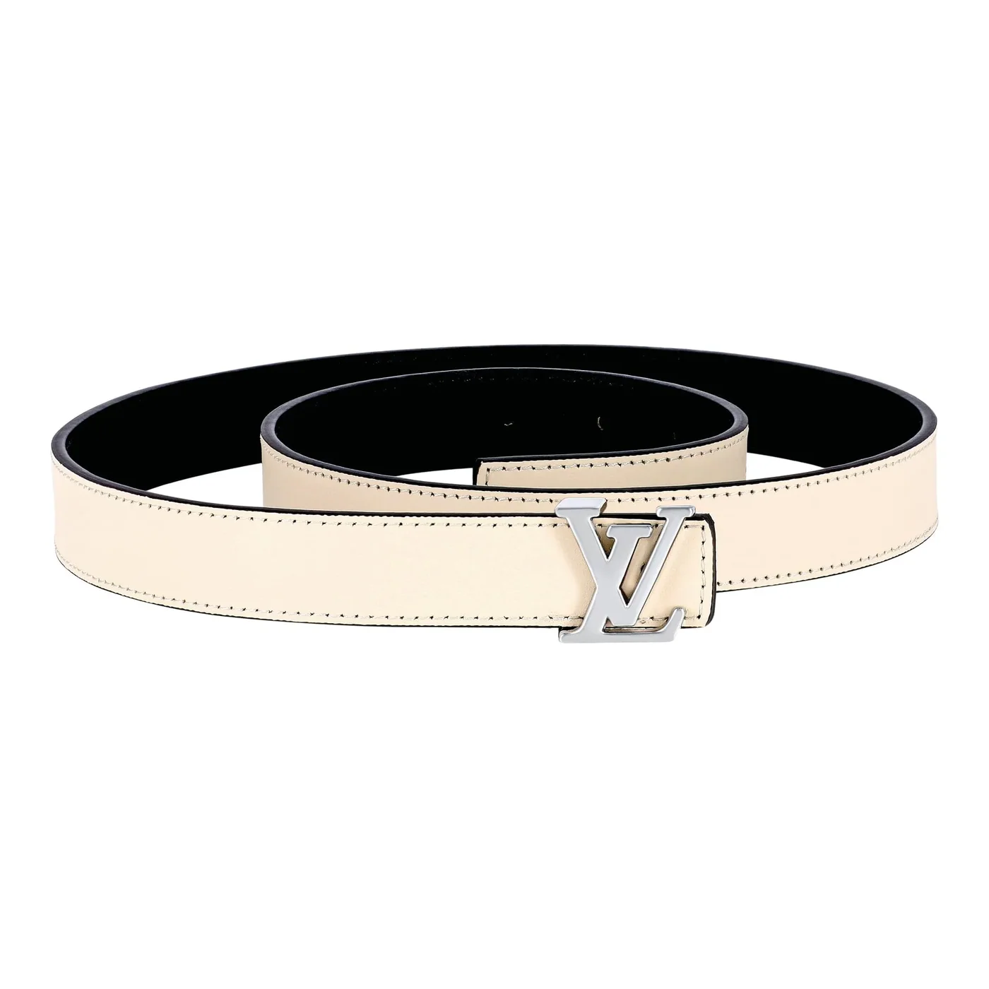 Reversible Beige in Black Leather Belt