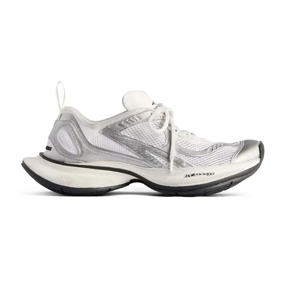Balenciaga Circuit Sneaker in White and Silver Polyester for Unisex