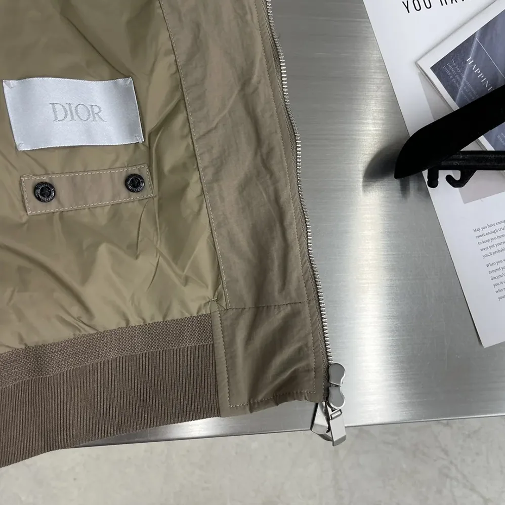 Dior DIOR AND STONE ISLAND Bomber Jacket Brown Habotai Silk Blend for Men Dior DIOR AND STONE ISLAND Bomber Jacket Brown Habotai Silk Blend for Men