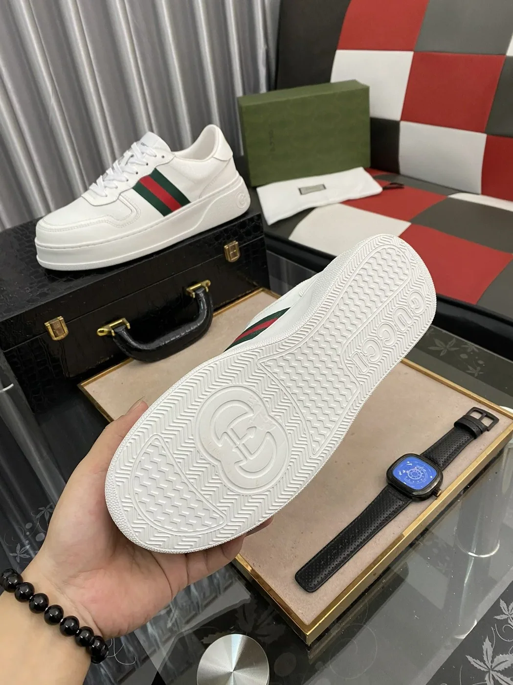 Gucci GG Sneaker With Web White for Men Gucci GG Sneaker With Web White for Men