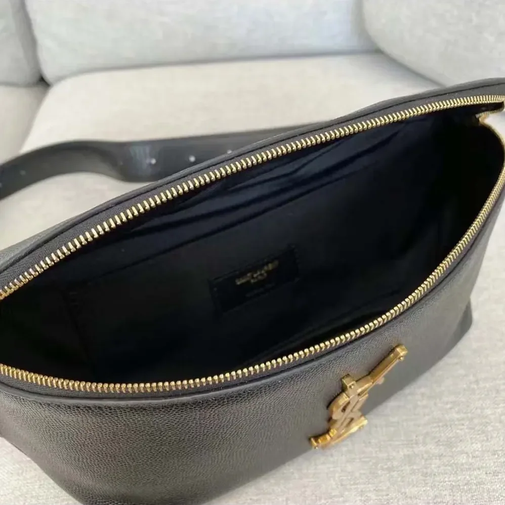 Saint Laurent YSL Cassandre Classic Belt Bag in Shiny Leather for Unisex in Black