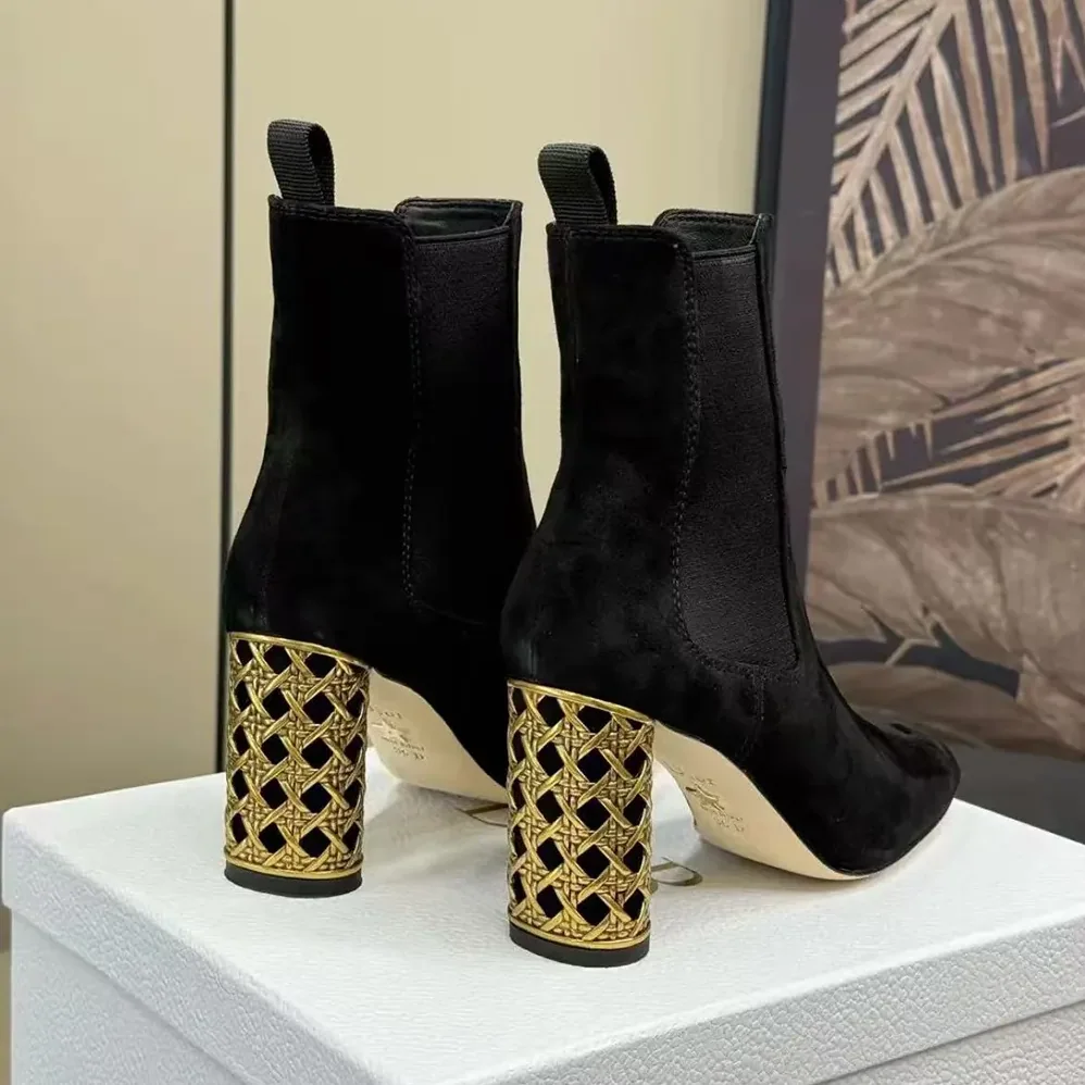 Dior Icon Heeled Ankle Boot Black Suede Goatskin for Women Dior Icon Heeled Ankle Boot Black Suede Goatskin for Women
